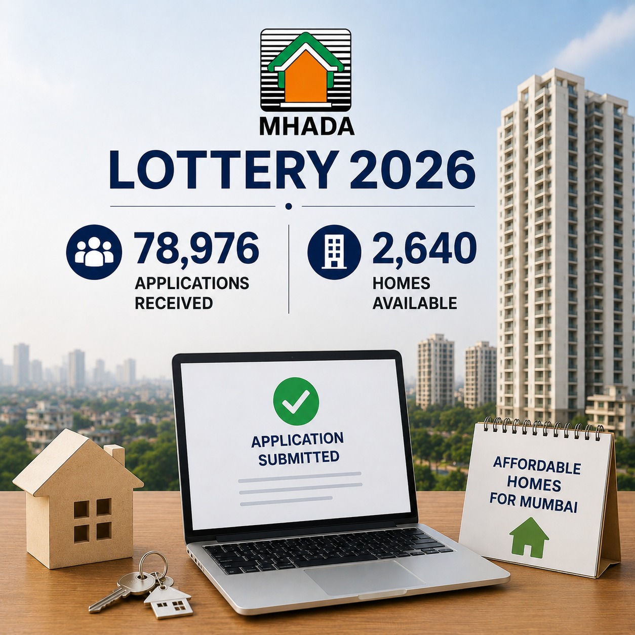 Mumbai’s Affordable Housing Rush Intensifies as MHADA Lottery 2026 Receives Nearly 79,000 Applications for 2,640 Homes